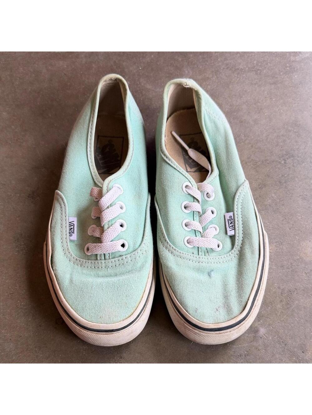 Vans Light Green Canvas Shoes with White Accents